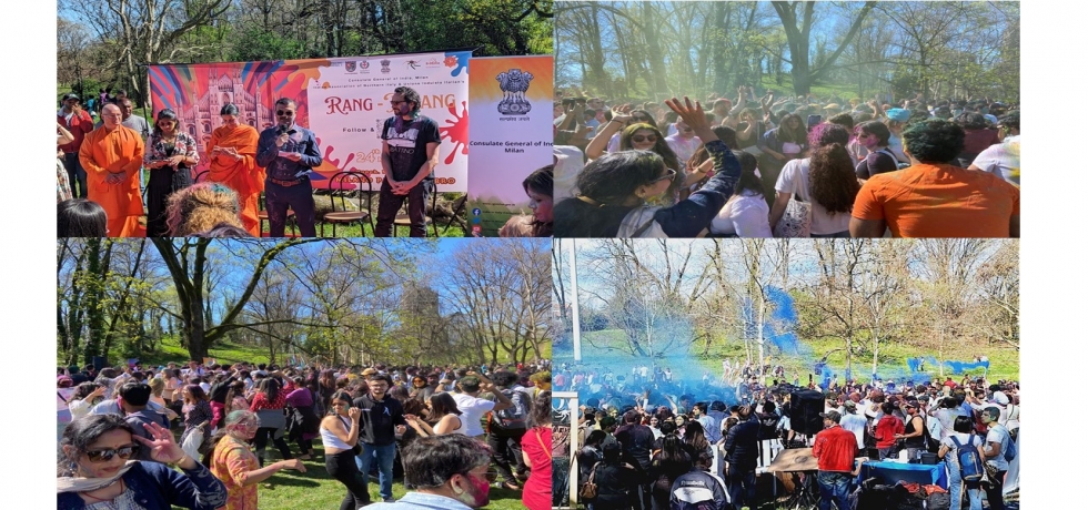 Vibrant and colourful Holi celebration in Milan organised by Consulate General of India, Milan along with Indian Association of Northern Italy and Italian Hindu Union at Parco Lambro in Milan